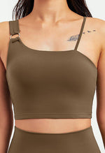 Asymmetrical Shoulder Backless Sports Bra - Selma - Mayzia