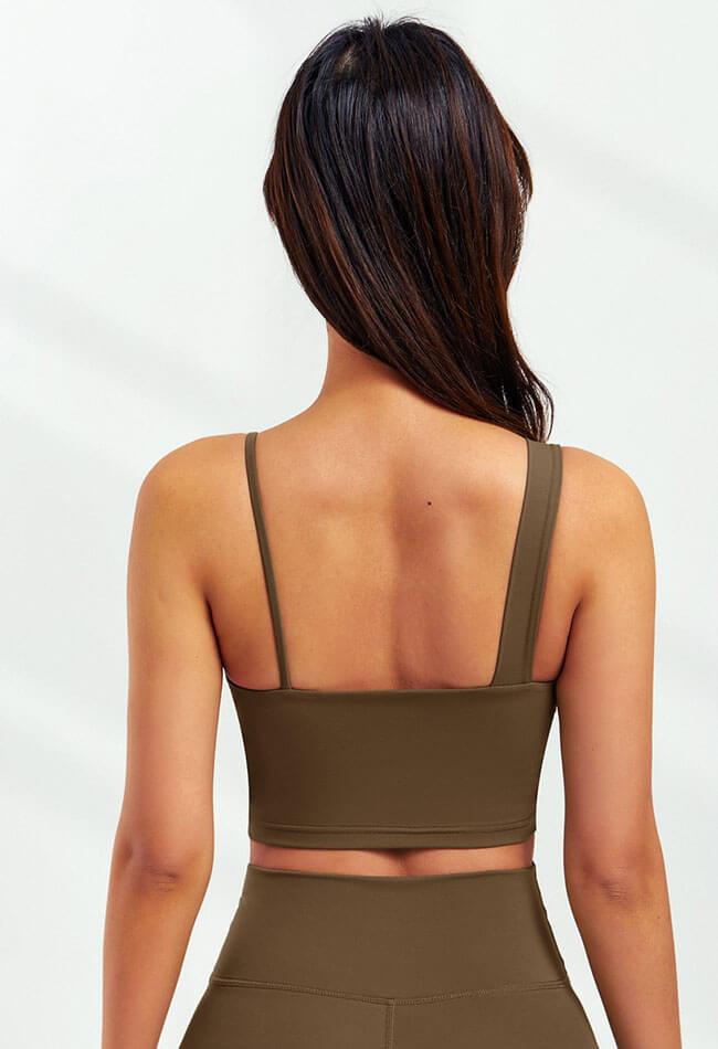 Asymmetrical Shoulder Backless Sports Bra - Selma - Mayzia