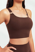 Asymmetrical Shoulder Backless Sports Bra - Selma - Mayzia