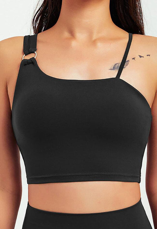 Asymmetrical Shoulder Backless Sports Bra - Selma - Mayzia