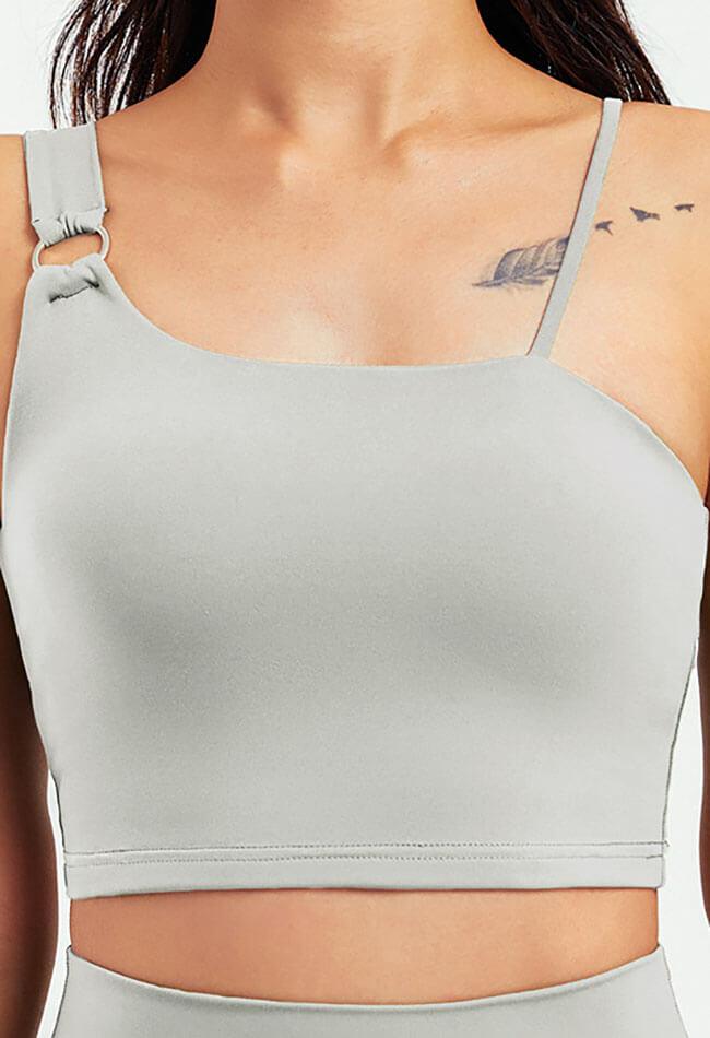 Asymmetrical Shoulder Backless Sports Bra - Selma - Mayzia