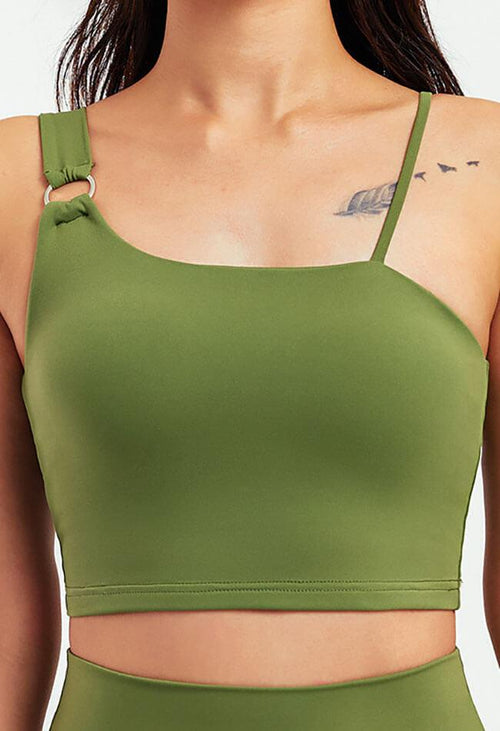 Asymmetrical Shoulder Backless Sports Bra - Selma - Mayzia