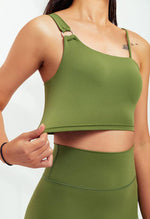 Asymmetrical Shoulder Backless Sports Bra - Selma - Mayzia