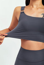 Asymmetrical Shoulder Backless Sports Bra - Selma - Mayzia