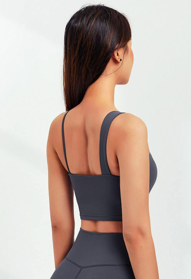 Asymmetrical Shoulder Backless Sports Bra - Selma - Mayzia