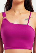 Asymmetrical Shoulder Backless Sports Bra - Selma - Mayzia