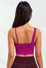 Asymmetrical Shoulder Backless Sports Bra - Selma - Mayzia