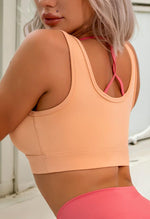 Block-color Hollow Out Sports Bra - Moby - Mayzia