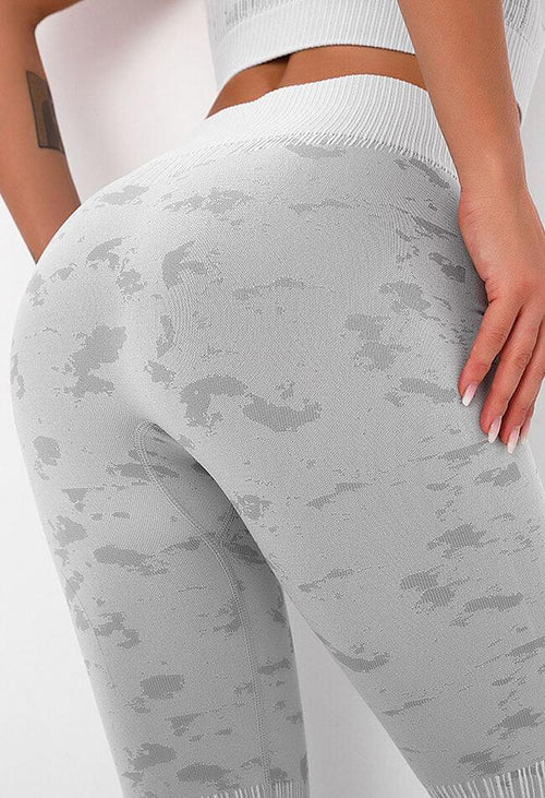 Camo Print Space Dye Sports Leggings -  Soldier - Mayzia