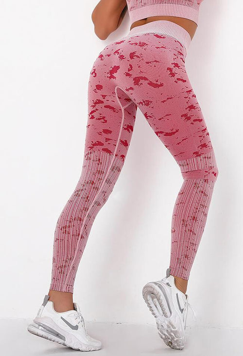 Camo Print Space Dye Sports Leggings -  Soldier - Mayzia
