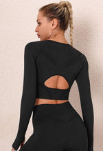 Cut-Out Contrast Seamless Top - The Bondi - Mayzia