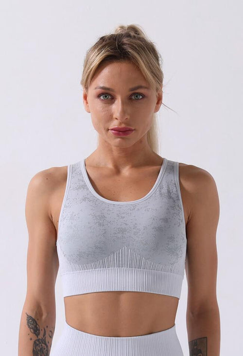 Cut-Out Printed Seamless Sports Bra - Hera - Mayzia