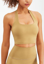 Halter Compression Square Neck Sports Bra - Luna - Mayzia