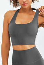 Halter Compression Square Neck Sports Bra - Luna - Mayzia