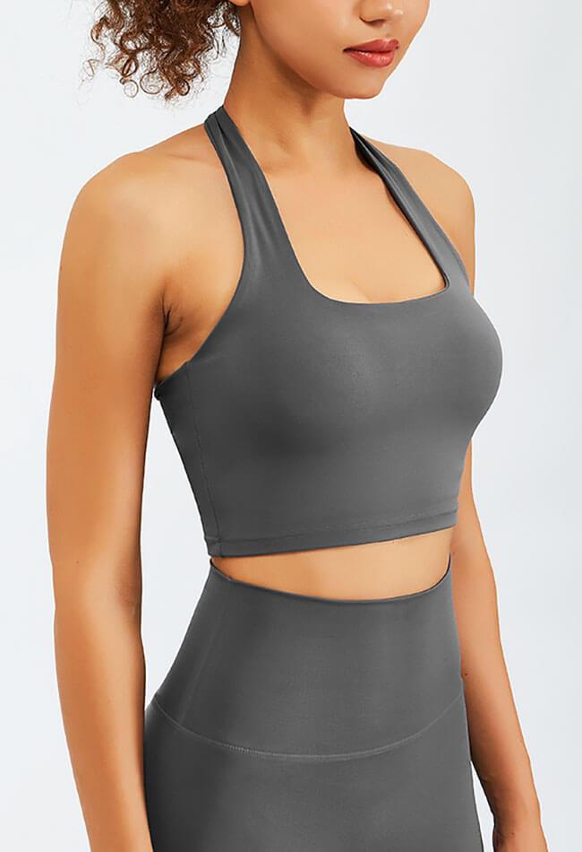 Halter Compression Square Neck Sports Bra - Luna - Mayzia