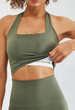 Halter Compression Square Neck Sports Bra - Luna - Mayzia