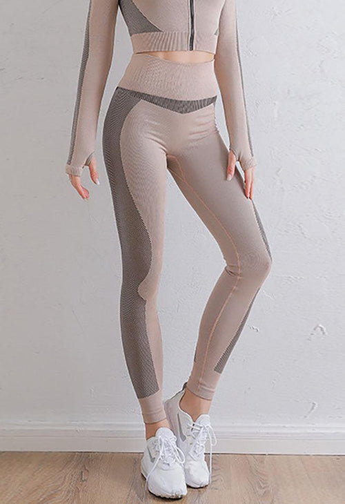 High-Waist Contrast Seamless Legging - Momentum - Mayzia