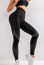 High Waist Seamless Hollow Out Leggings - Mayzia