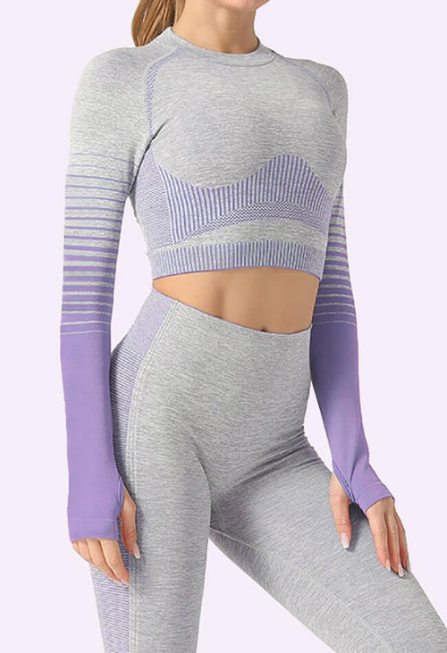 Ombre Power Seamless Sleeved Crop - Mayzia