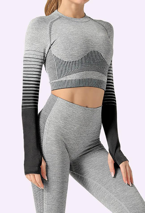 Ombre Power Seamless Sleeved Crop - Mayzia