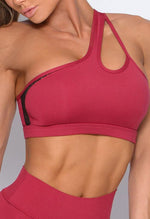 One-Shoulder Sheer Mesh Sports Bra - Shine - Mayzia