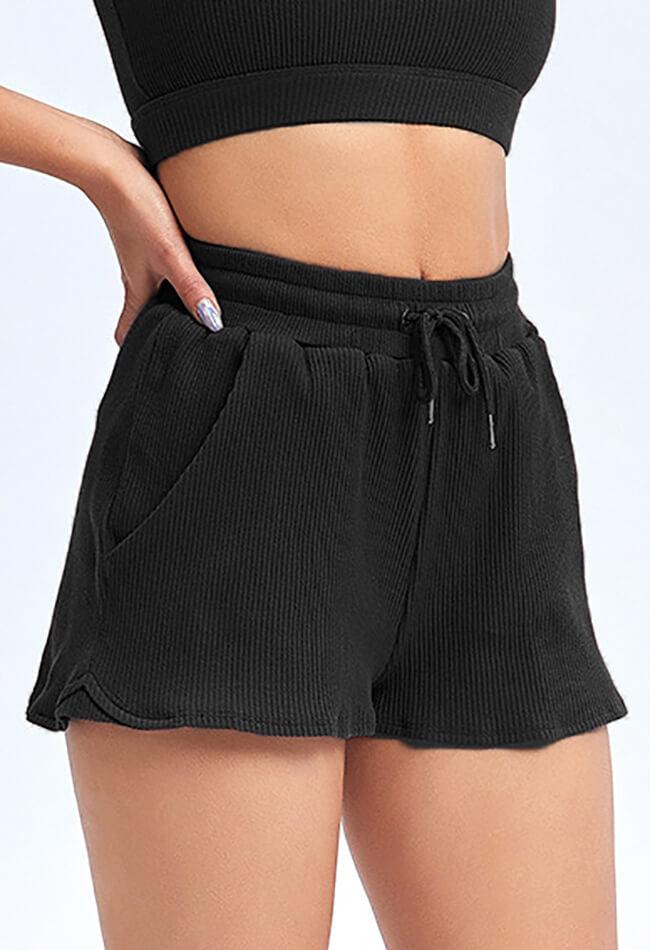 Ribbed Drawstring Loose Shorts - Sadie - Mayzia