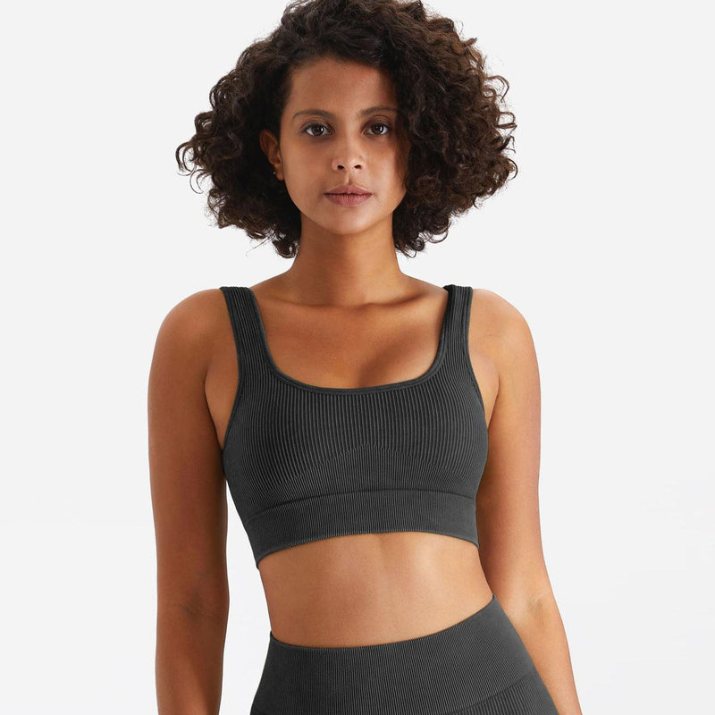 Ribbed High Elastic Seamless Sports Bra - Senta - Mayzia