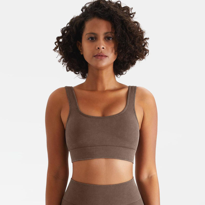 Ribbed High Elastic Seamless Sports Bra - Senta – Mayzia