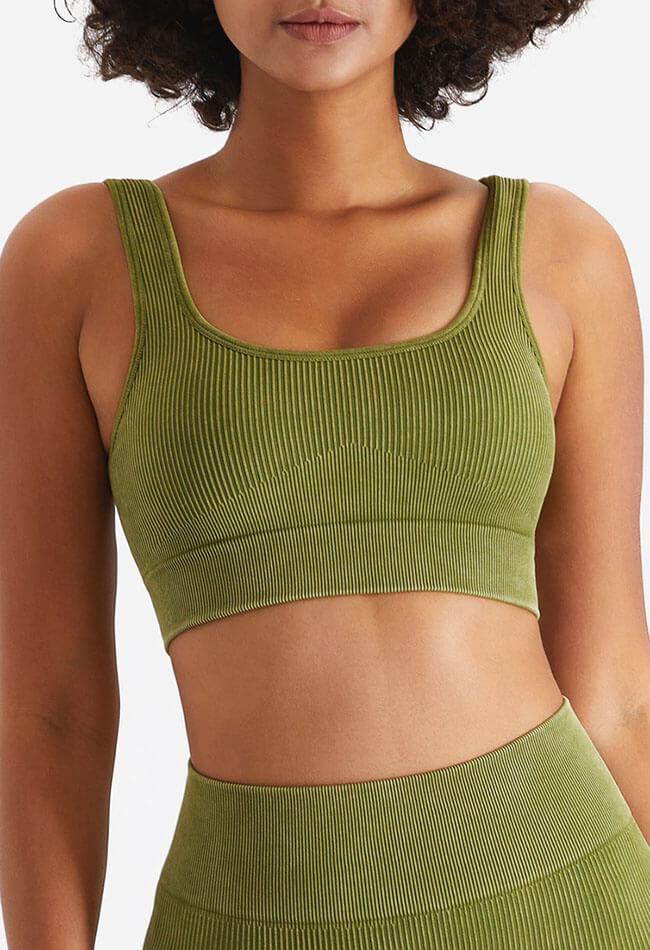 Ribbed High Elastic Seamless Sports Bra - Senta - Mayzia