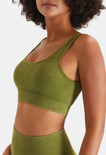 Ribbed High Elastic Seamless Sports Bra - Senta - Mayzia