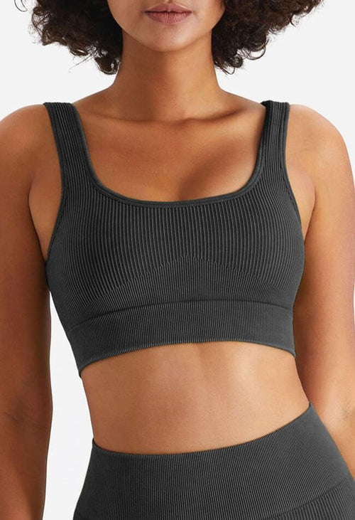 Ribbed High Elastic Seamless Sports Bra - Senta - Mayzia