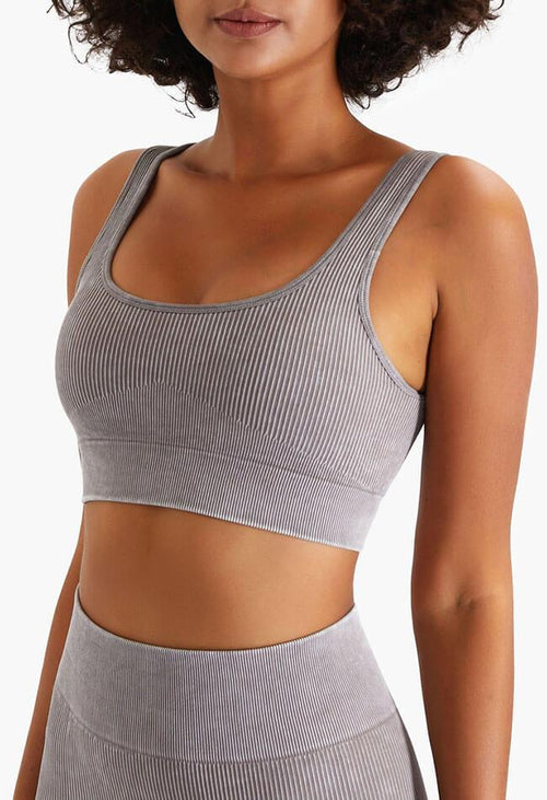 Ribbed High Elastic Seamless Sports Bra - Senta - Mayzia