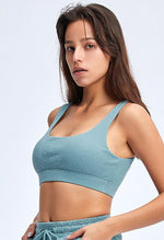 Ribbed Square Collar Sports Bra - Sadie - Mayzia