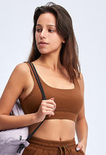 Ribbed Square Collar Sports Bra - Sadie - Mayzia