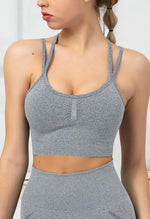 Seamless Backless Stretchy U Neck Sports Bra - Terry - Mayzia