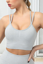 Seamless Backless Stretchy U Neck Sports Bra - Terry - Mayzia