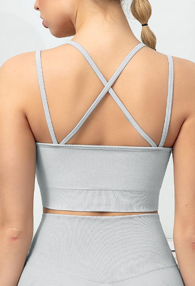 Seamless Backless Stretchy U Neck Sports Bra - Terry - Mayzia