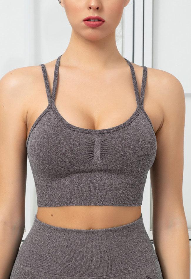 Seamless Backless Stretchy U Neck Sports Bra - Terry - Mayzia