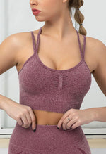 Seamless Backless Stretchy U Neck Sports Bra - Terry - Mayzia