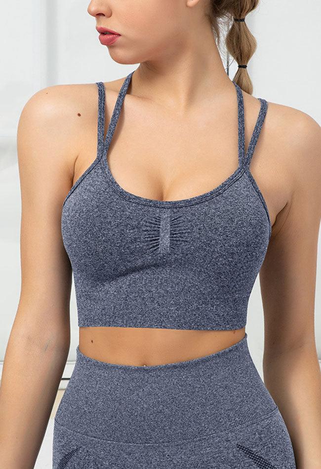 Seamless Backless Stretchy U Neck Sports Bra - Terry - Mayzia