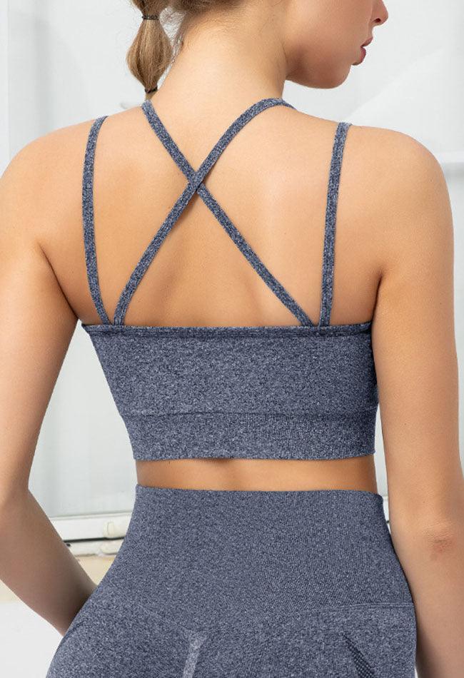 Seamless Backless Stretchy U Neck Sports Bra - Terry - Mayzia