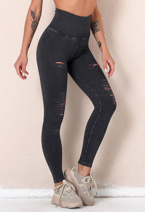 Seamless Cropped Ripped Legging - Gloria - Mayzia