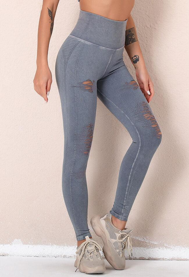 Seamless Cropped Ripped Legging - Gloria - Mayzia