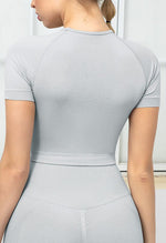 Seamless Folds Stretchy Slim Short Sleeve Top - Terry - Mayzia