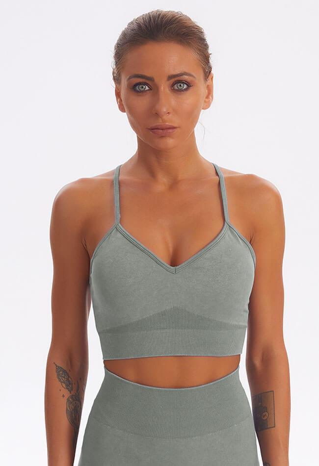 Seamless Washed Racerback Sports Bra - Easy - Mayzia