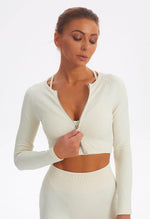 Seamless Washed Zip Up Crop Top - Easy - Mayzia