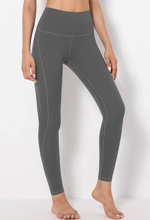 Solid Mid-Waist Pocket Legging - Simple - Mayzia