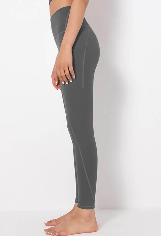 Solid Mid-Waist Pocket Legging - Simple - Mayzia