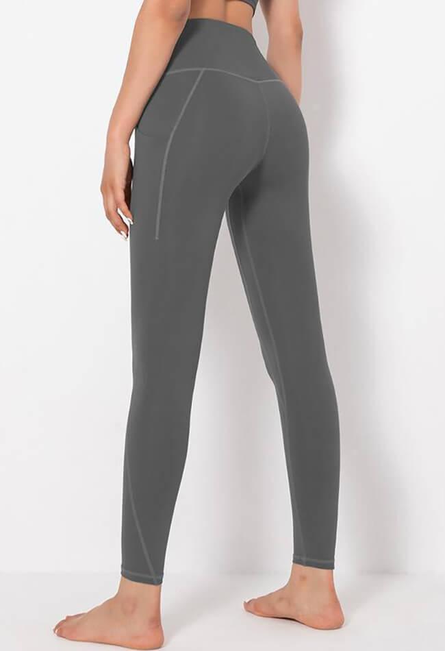 Solid Mid-Waist Pocket Legging - Simple - Mayzia