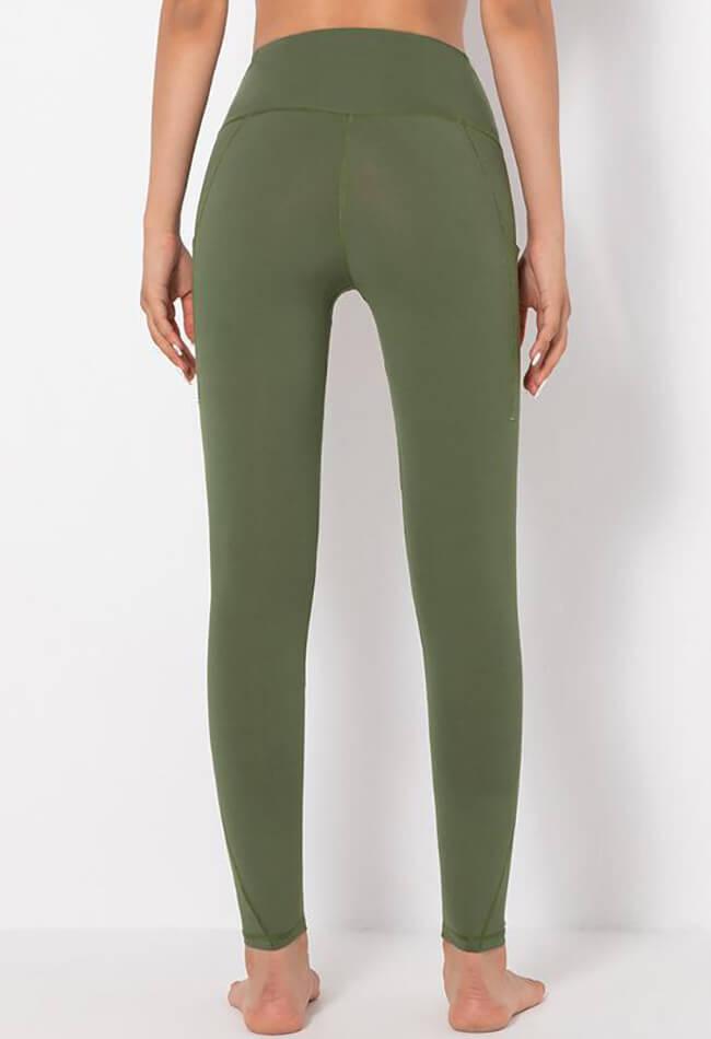 Solid Mid-Waist Pocket Legging - Simple - Mayzia